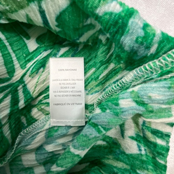 Lush Green Palm Leaf Jumpsuit Women’s M Tie Front Cutout Wide Leg Pockets - Picture 11 of 14